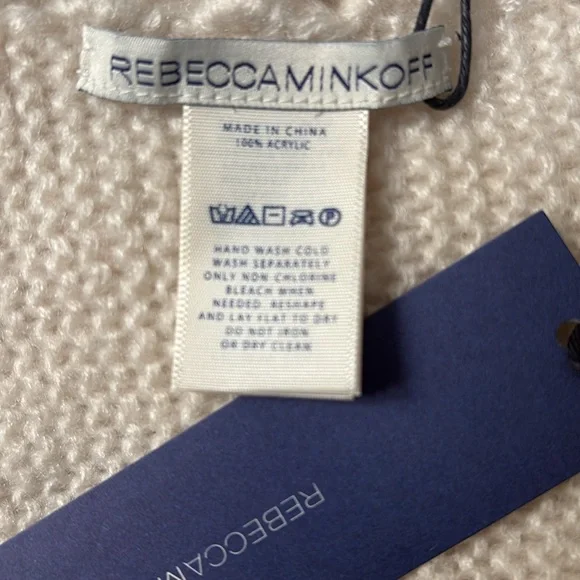 Rebecca Minkoff Asymmetrical Fringe Muffler Scarf Ivory, NWT - Picture 7 of 7